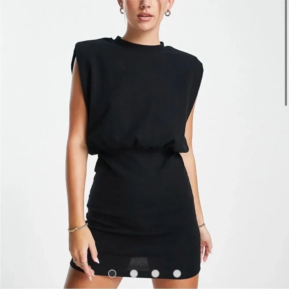 ALL SAINTS | NEW Mika Black Structured Shoulder Sleeveless Dress Women’s Size L - Picture 2 of 12
